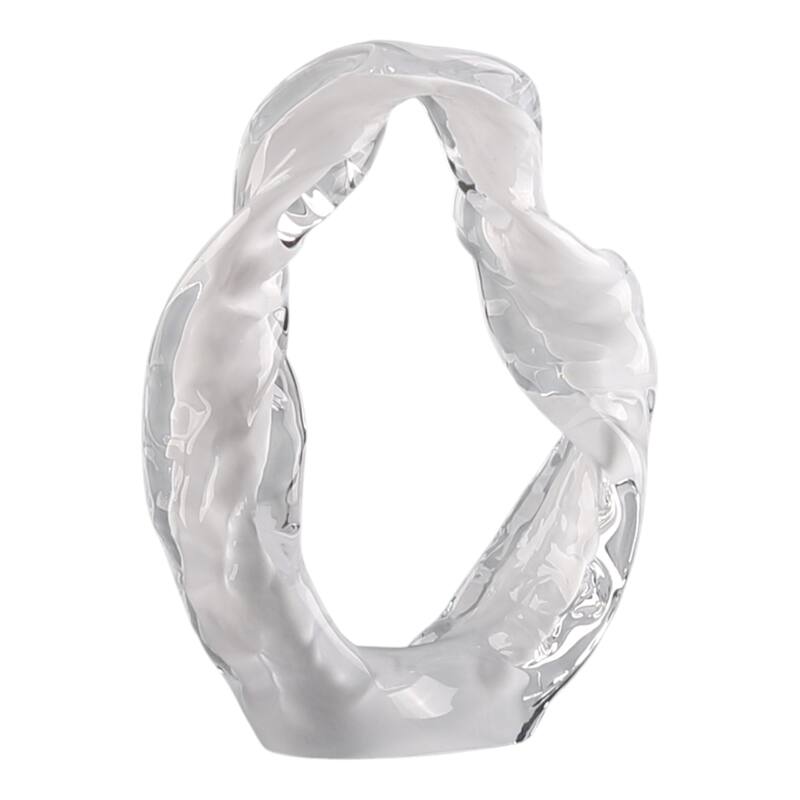 Glass Sculpture Modern Decorative Elegant for Home Decor - 10" White - 8.5" x 3" x 10"