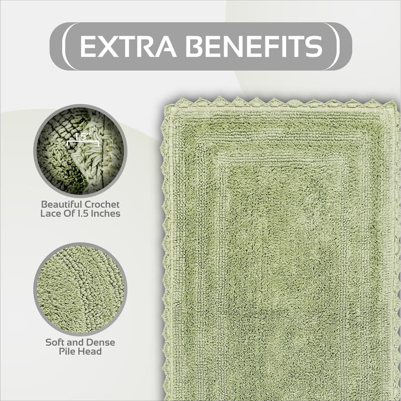 Better Trends Bath Rugs Set 100% Cotton Soft & Water Absorbent Tufted Bathroom Rug for Shower, Sink Bath Mats Lilly Crochet