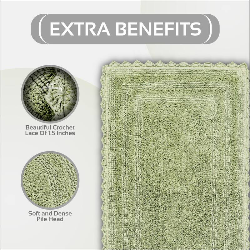 Better Trends Bath Rugs 100% Cotton Soft & Water Absorbent Reversible Tufted Bathroom Rug for Shower, Sink Mats Lilly Crochet