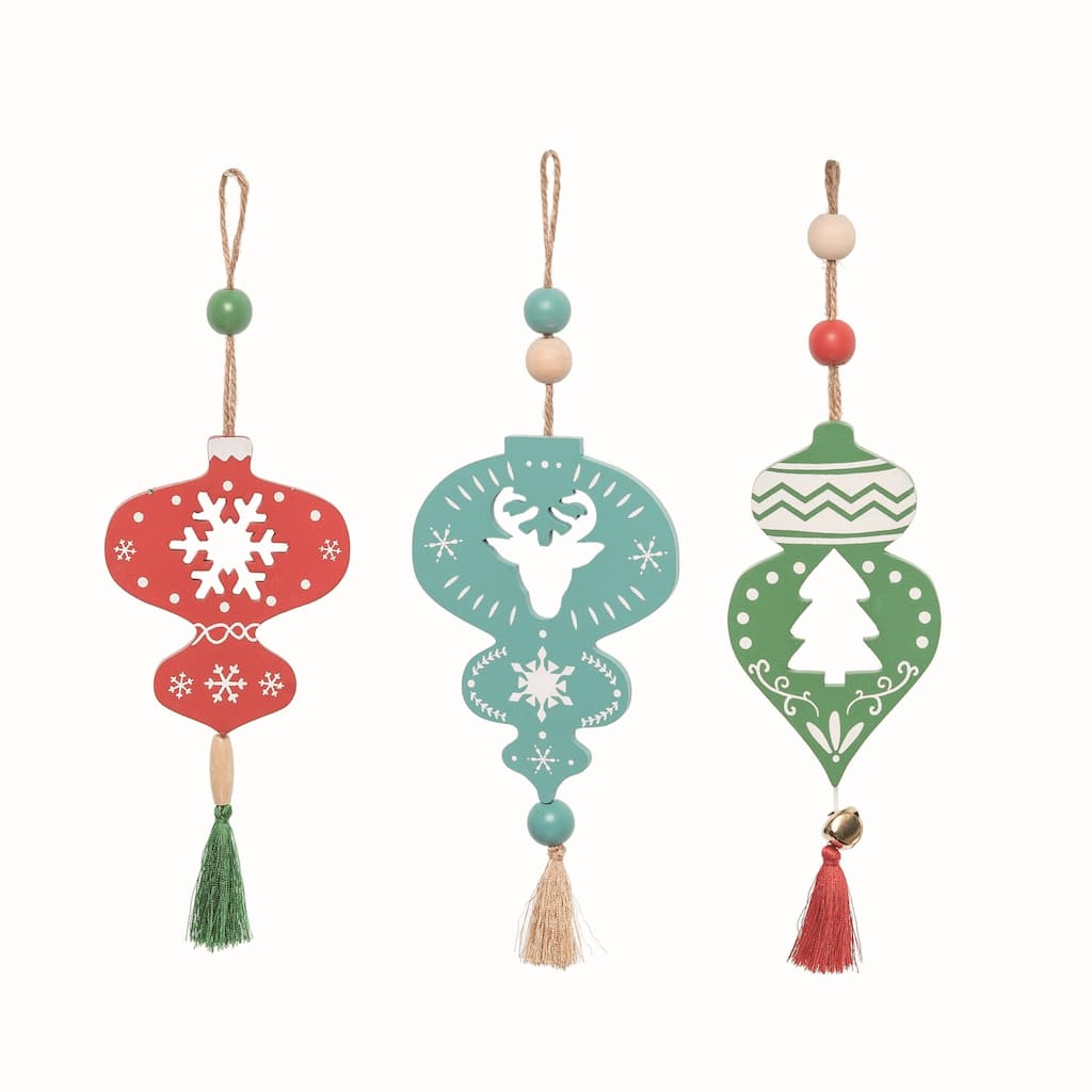 Transpac Wood Multicolor Christmas Kitsch Ornaments Set of 3