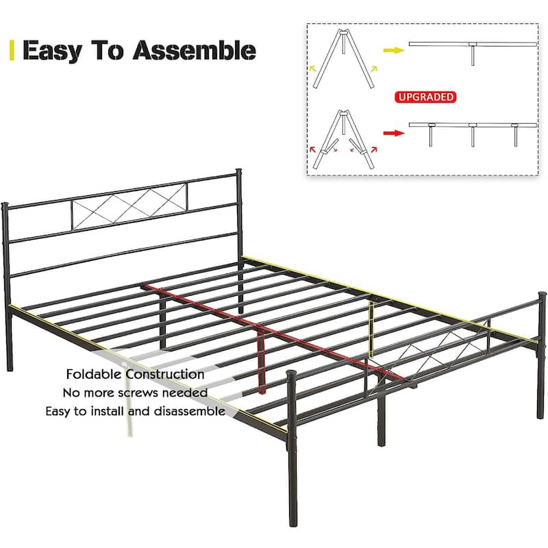 VECELO Modern Premium Metal Platform Bed Frames, Twin/Full/Queen Size Bed, Student apartment Beds