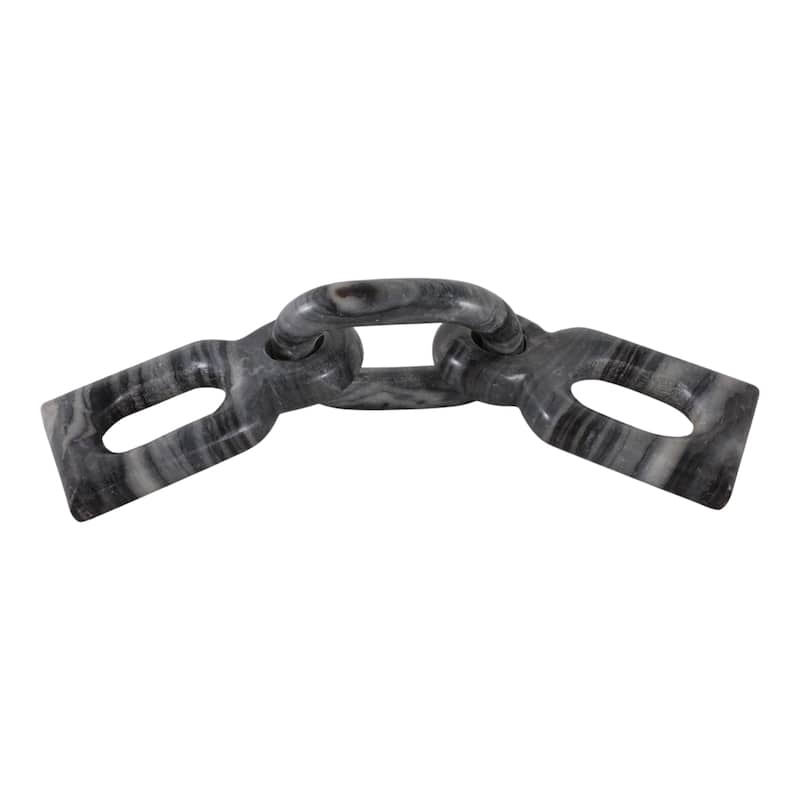 Marble Decorative Object Carved Chain Sculpture Home Decor - 16", Gray - 16.0"