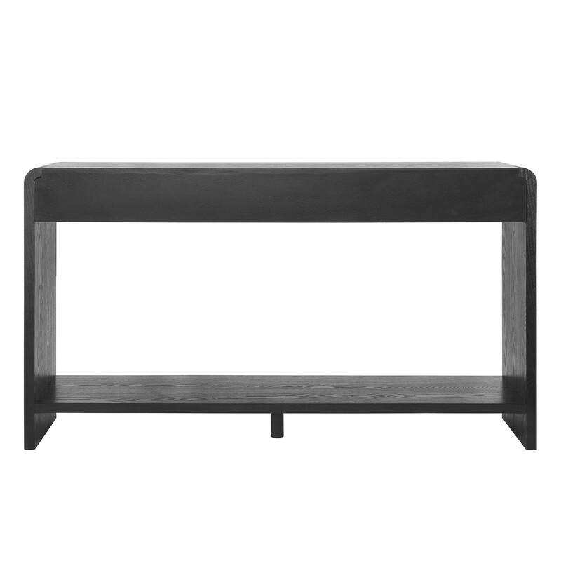 Modern 59" Console Table with 3 Drawers, Vertical Slats and Round Edge Design for Entryway or Hallway