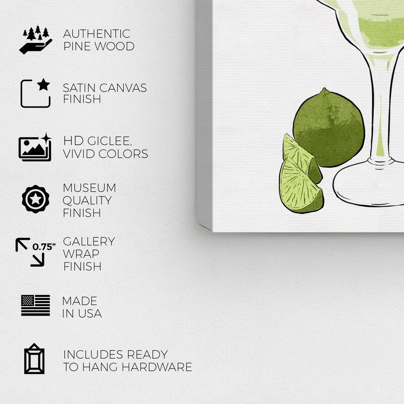 Wynwood Studio 'Margarita Cocktail' Drinks and Spirits Wall Art Canvas Print Cocktails - White, Green