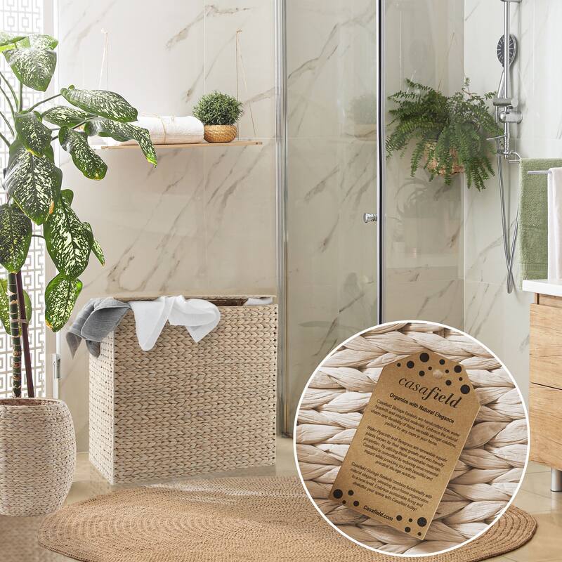 2Section Laundry Hamper Basket with Removable Liner Bags for Clothes