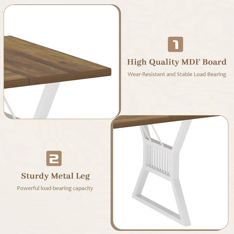 Rectangular Dining Table for 6-8, Modern Wooden Dining Table