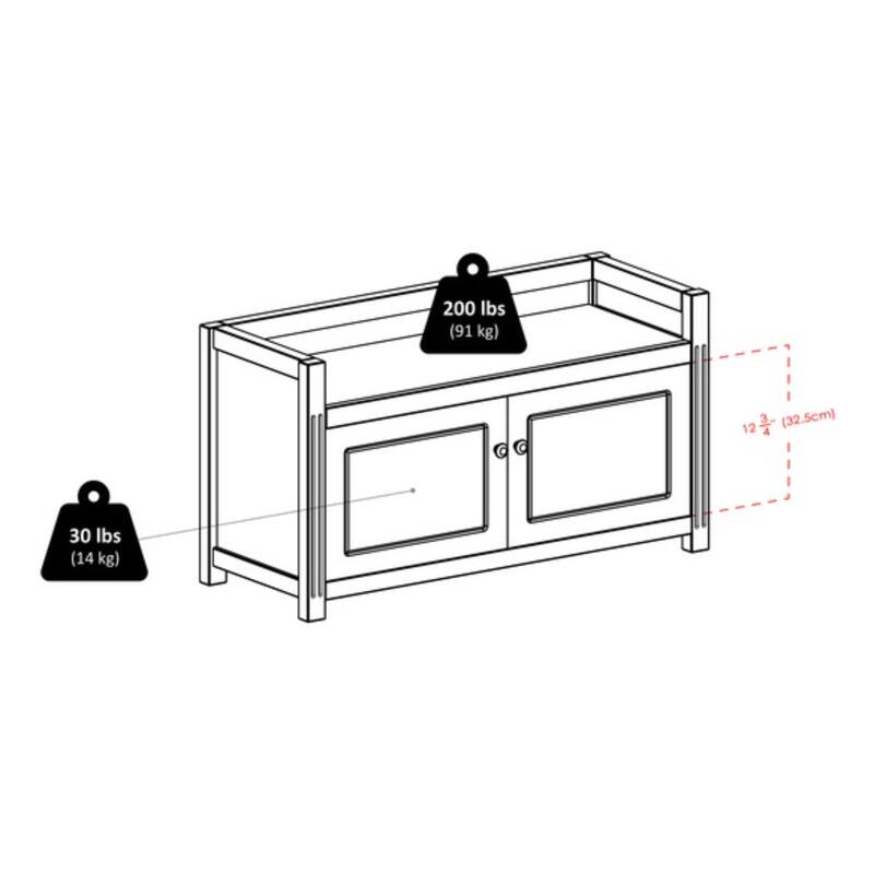 Wood Storage Hall Bench with Cabinets - 21.5" - Walnut Finish