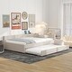 preview thumbnail 4 of 17, Linen Fabric Platform Sofa Bed Frame with Twin Trundle Bed, Upholstered Daybed with USB Ports and Tufted Backrest