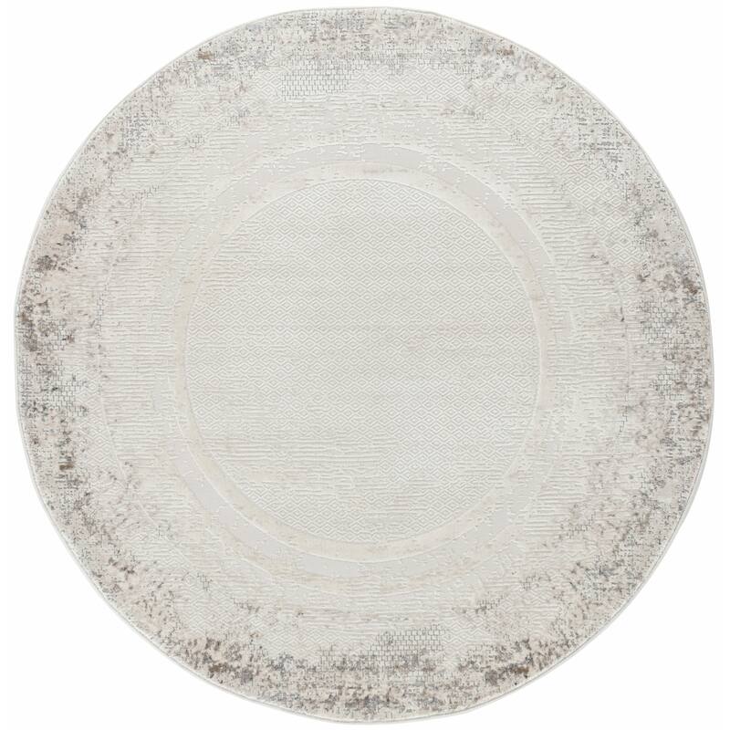 Omari Collection Cream/Blue Abstract Traditional Area Rug