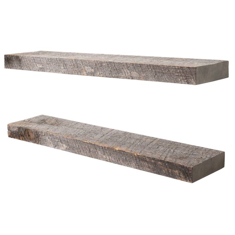 Rustic Wooden Floating Wall Shelves (Set of 2) - 36" x 5.5" - Reclaimed