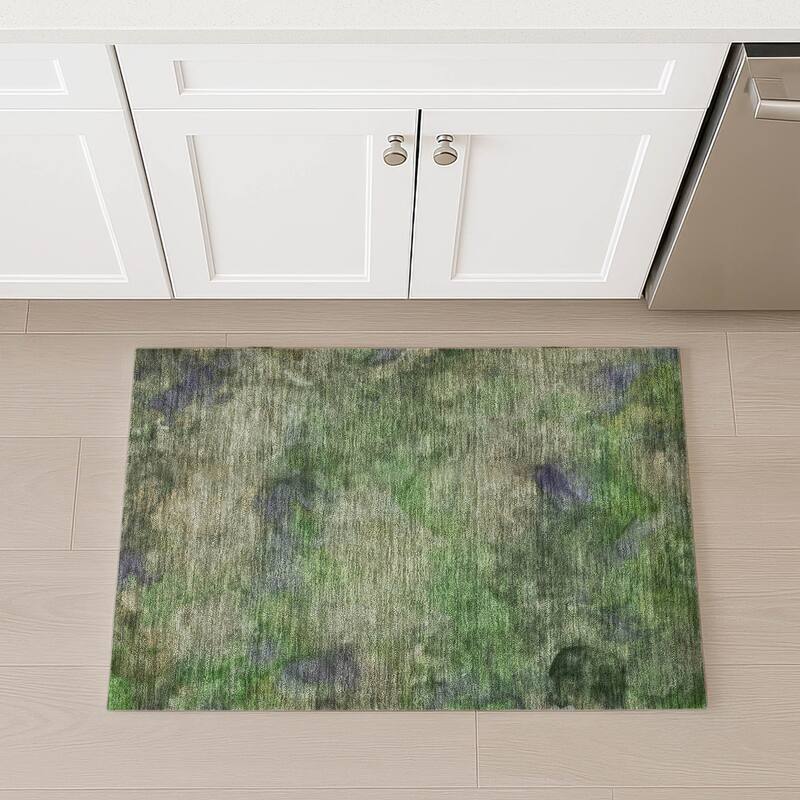 Machine Washable Indoor/ Outdoor Abstract Contemporary Chantille Rug