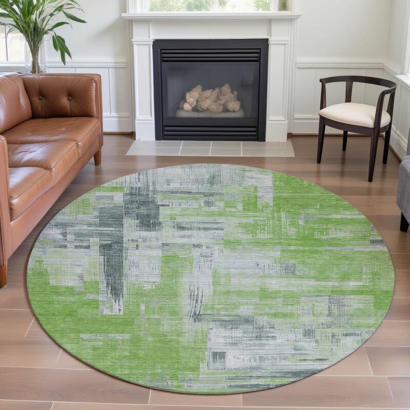 Premium Washable Super Soft Abstract Glam Mayfield Rug - Aloe - 8' x 8'