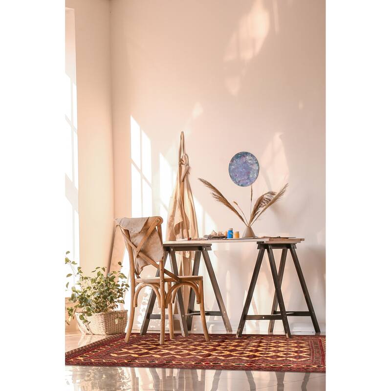 Teimani Beige, Red Rug 4'0" x 7'0" - 4'0 x 7'0
