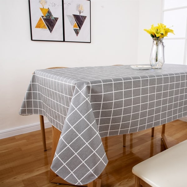 Celebrate tablecloth flannel back grey square pattern - Bed Bath ...