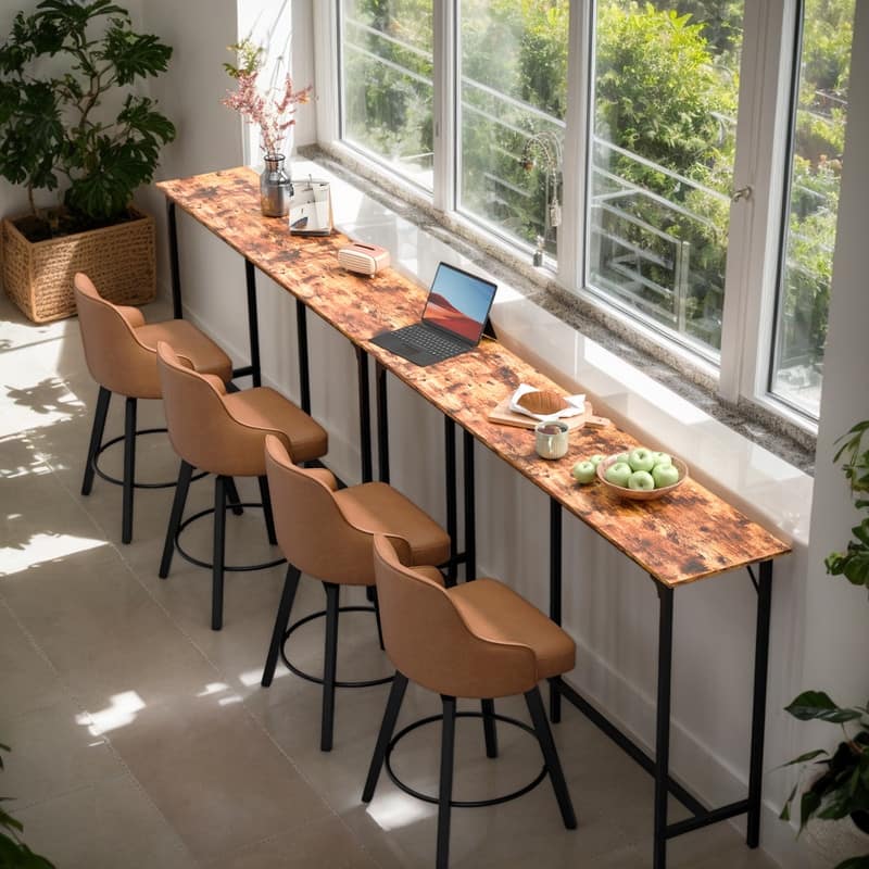 71'' Counter Height Bar Dining Table with Metal Frame , Pub Sofa Table for Kitchen and Living Room