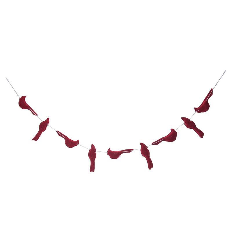 Transpac Fabric 60 in. Red Christmas Cardinal Garland