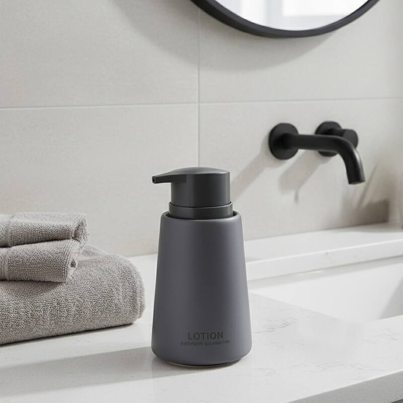 SMOOTH Collection of Bathroom Accessories up to 4 Pieces. - Soap dispenser Only - Gray