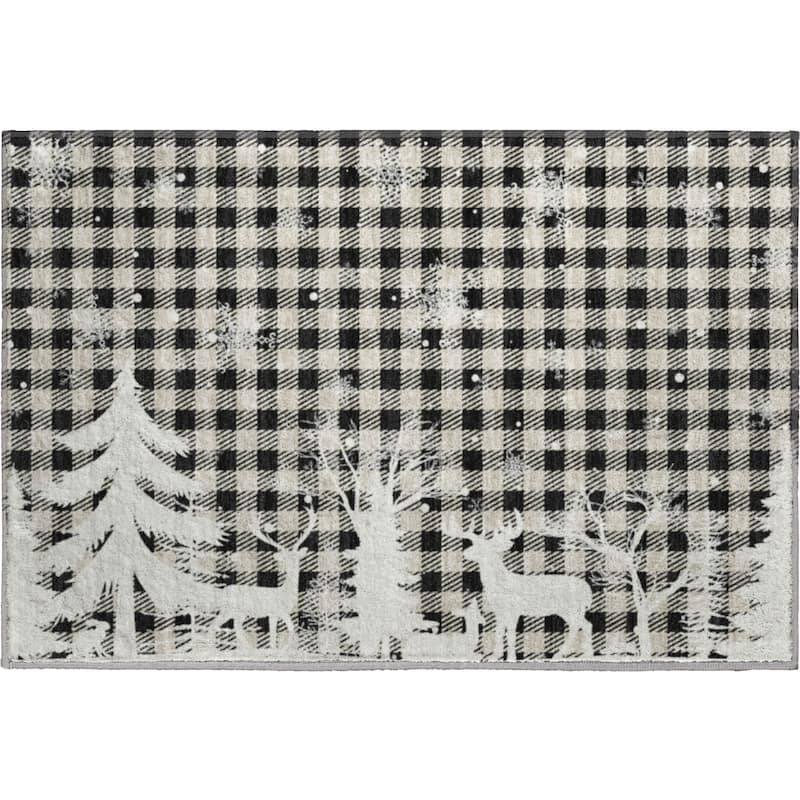 Premium Washable Super Soft Winter Reindeer Tree Mayfield Rug