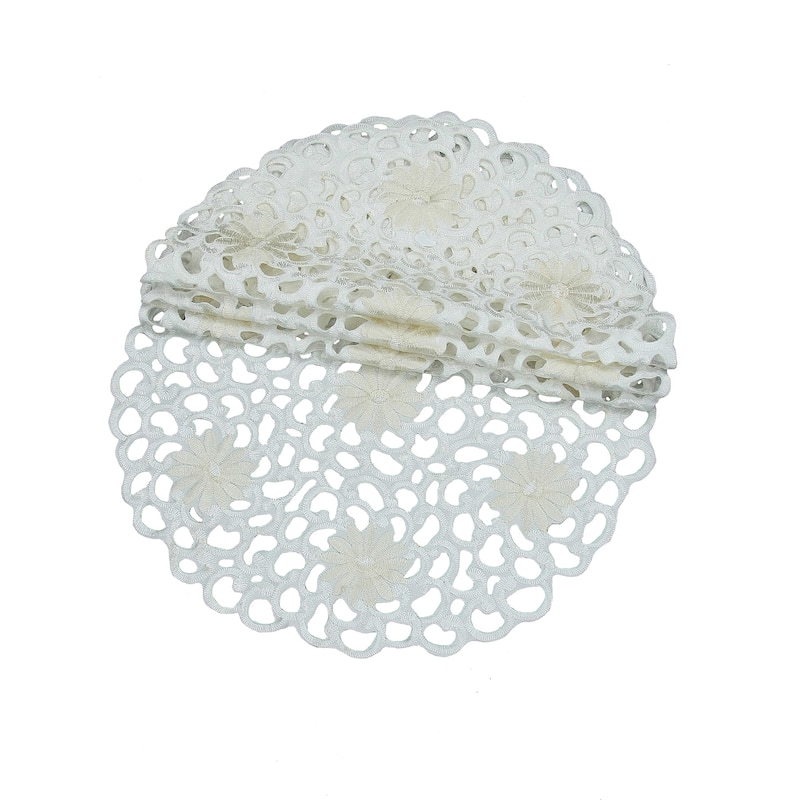Polyester Floral Round Doily Set of 4 - 1200