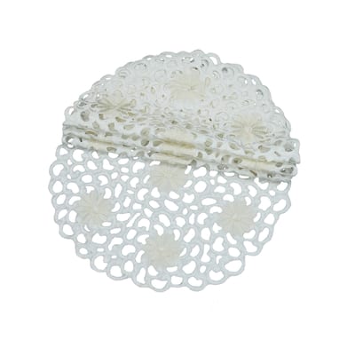 Polyester Floral Round Doily Set of 4 - 1200