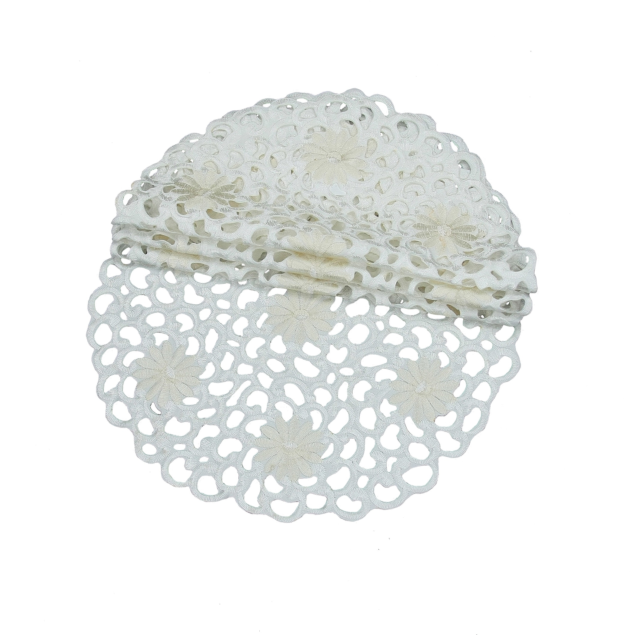 Polyester Floral Round Doily Set of 4 - 1200