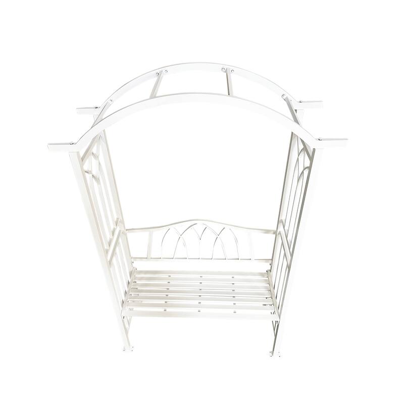 Aluminum Garden Arch with 2-Seater Bench - N/A