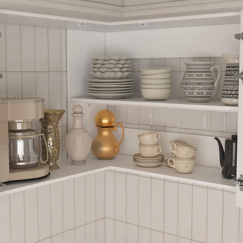 Modular White Kitchen Cabinet Set Customizable Base and Wall Cabinets Pantry Storage and DIY Countertop Design(Without desktop)