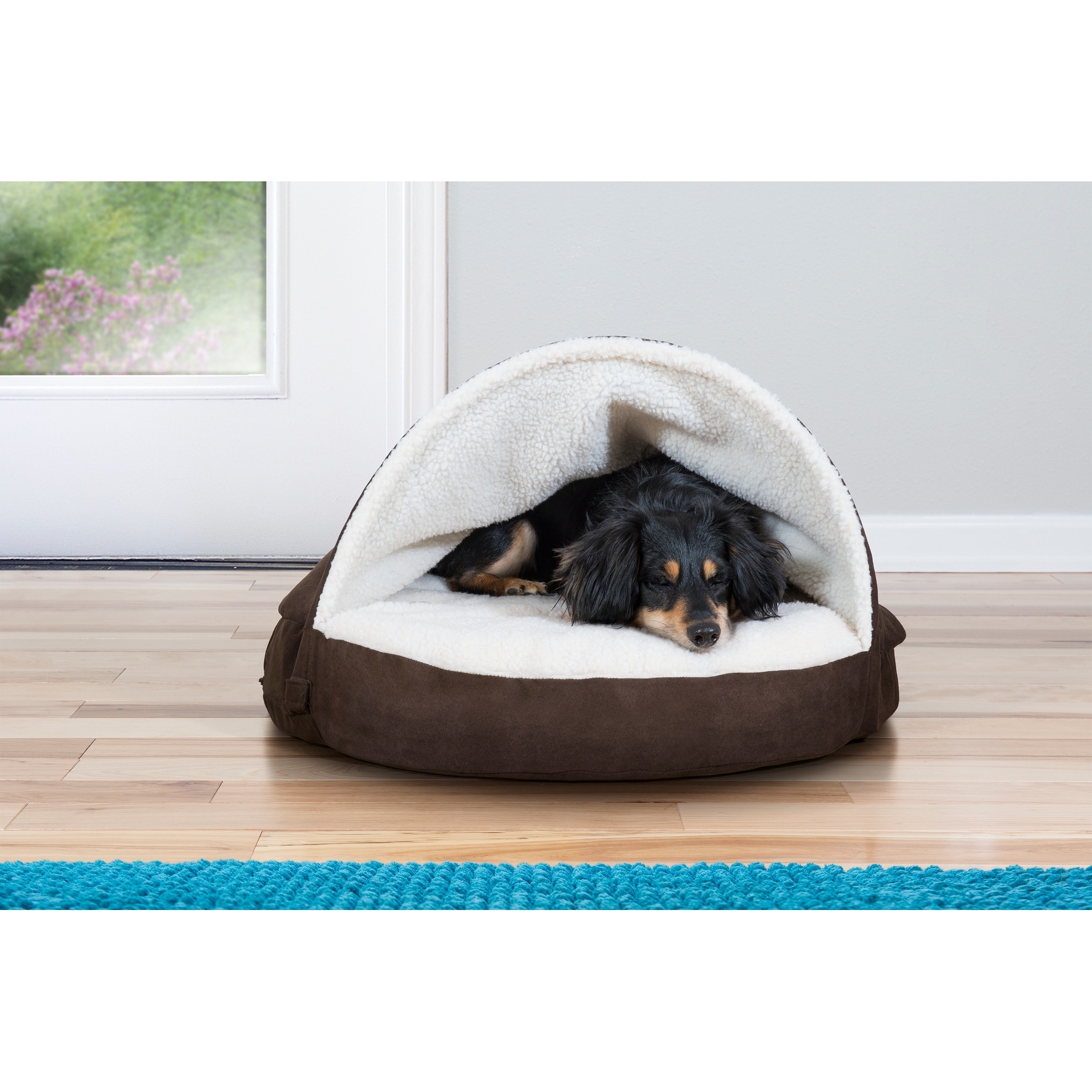 FurHaven Pet Bed Faux Sheepskin Snuggery Cooling Gel Burrow Dog