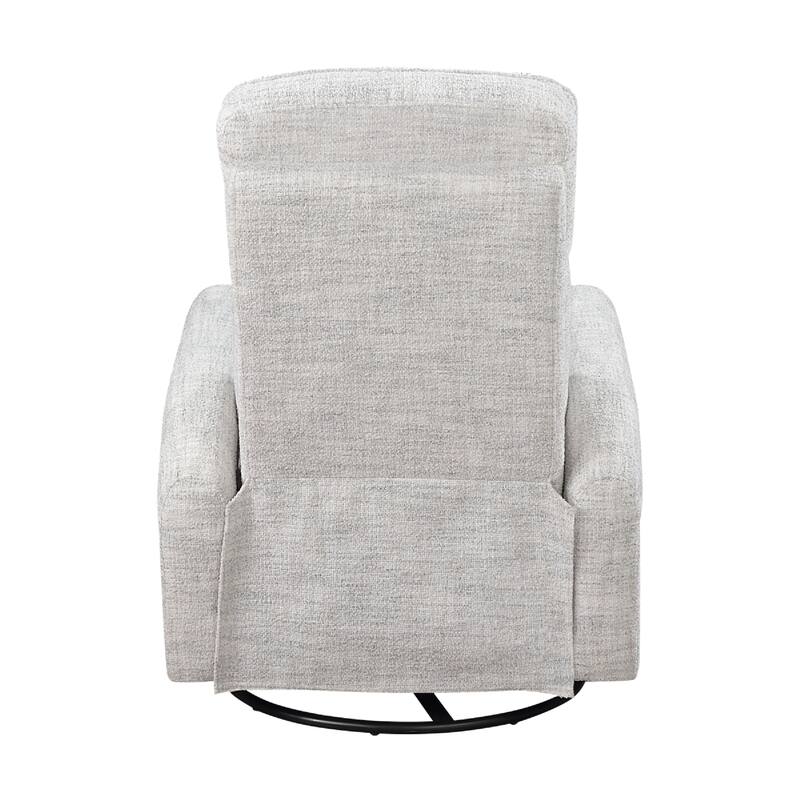 Leox Manual Recliner Chair, 30 Inch, Light Gray Boucle, 360 Swivel