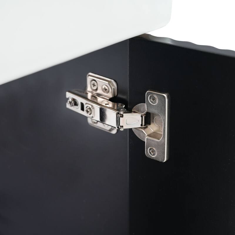Modern 21.6" Wall-Mounted Bathroom Vanity with Wave-Patterned Door & Rose Gold Handle