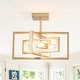 preview thumbnail 12 of 61, Zjvaive 3-Light Rectangular Semi Flush Mount Ceiling Light Farmhouse Metal Cage Light Fixture Gold