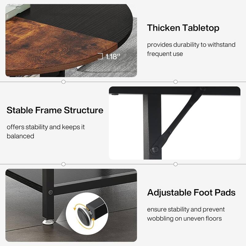 47-Inch Round Wood Conference Table with Storage Shelf Office Training Desk for Conference/Seminar Room