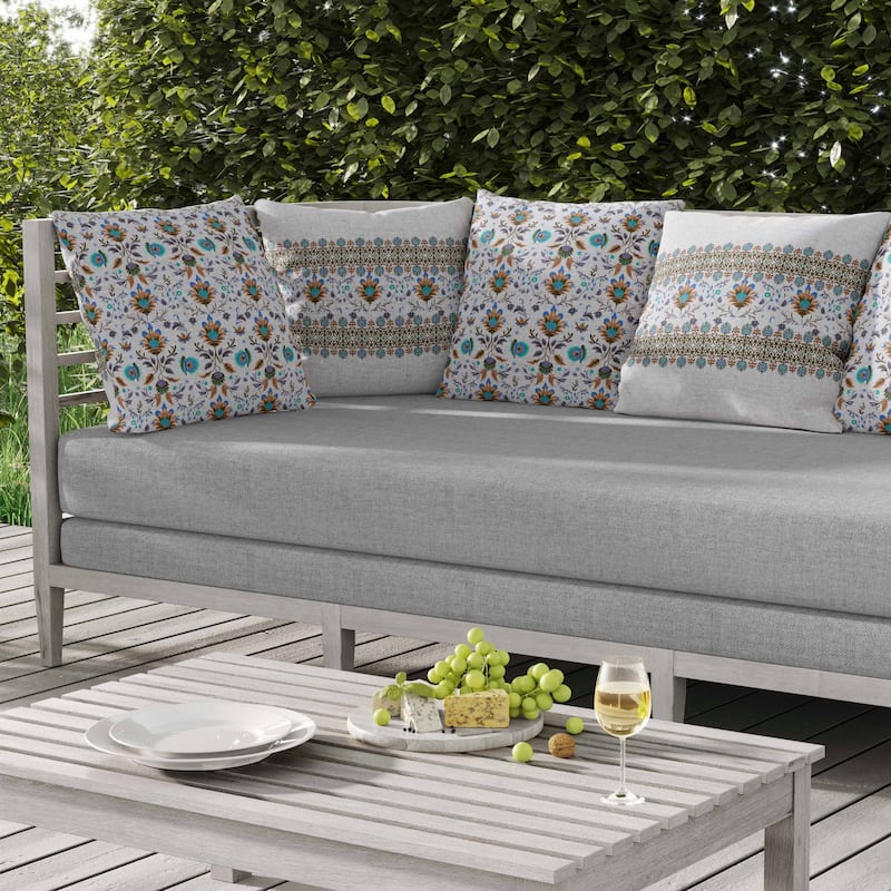 Breezy Botanicals Indoor/Outdoor Reversible Throw Pillow White and Brown