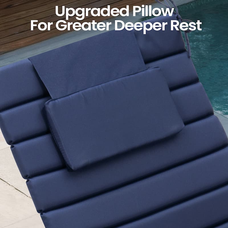 Pellebant Outdoor Chaise Lounge Cushions Patio Lounger Pad with Straps