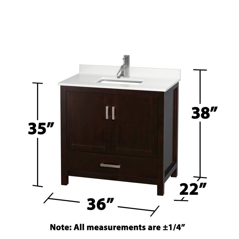 Wyndham Collection WCS141436S-QTZ-UNSM24 Sheffield 36" Free Standing