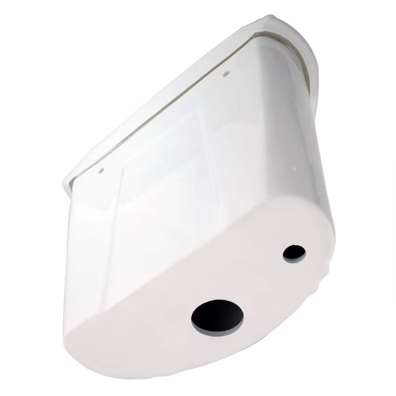 White Ceramic High Tank Pull Chain Toilet Round Bowl and Brass PVD L Pipes