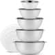Heavy Duty Meal Prep Stainless Steel Mixing Bowls Set with Lids - White