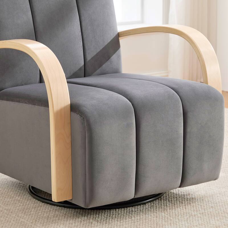 30.7"W 360° Swivel Accent Chair,Modern Upholstered Arm Chair with Metal Base