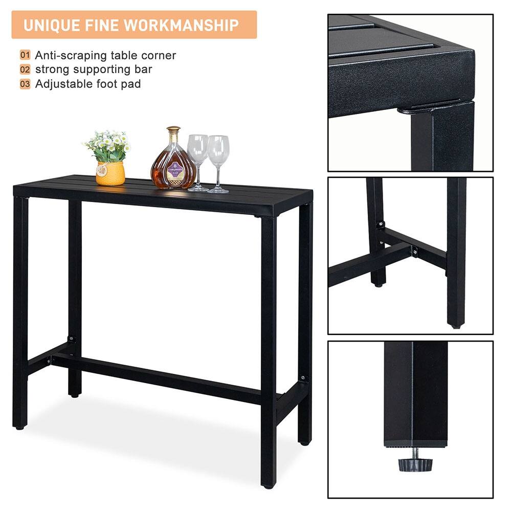 40in Iron Patio Bar Table With Adjustment Knob,Black Bed Bath