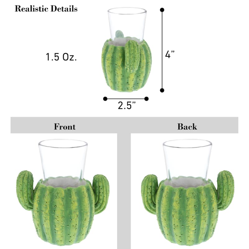 CoTa Global Green Cactus Plant Shaped Shot Glass - 1.5 Oz.