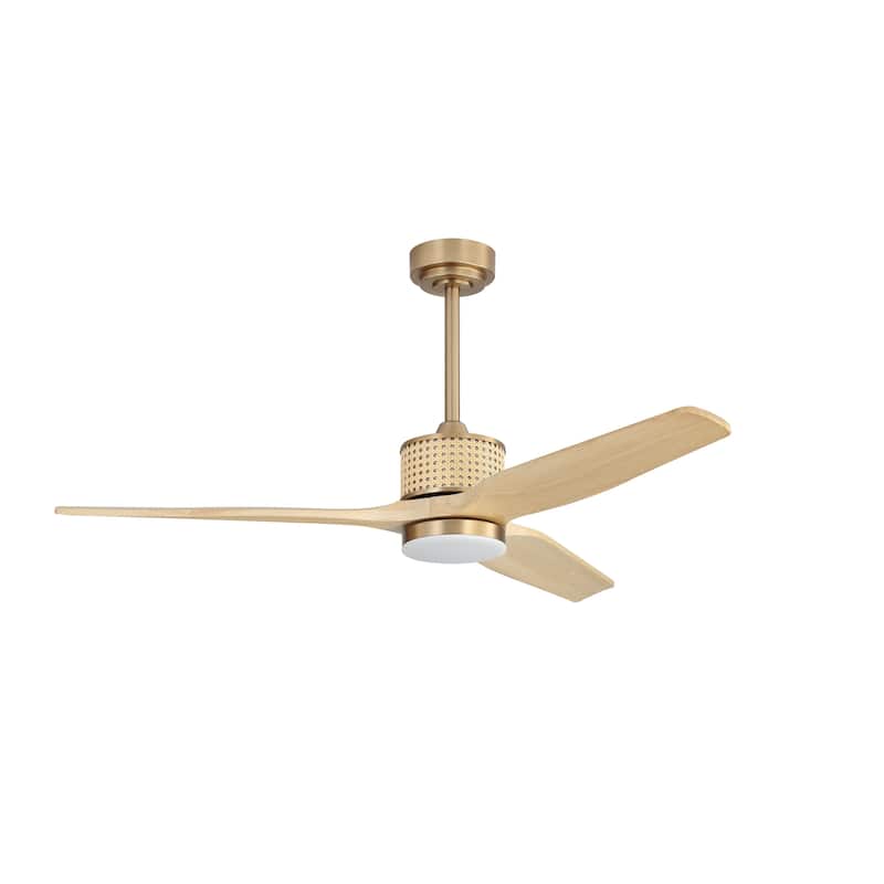 MLiAN 52 In. 3 Solid Wood Indoor Ceiling Fan with Light Kit - 52"