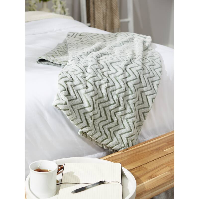 DII Gray Chevron Plush Throw