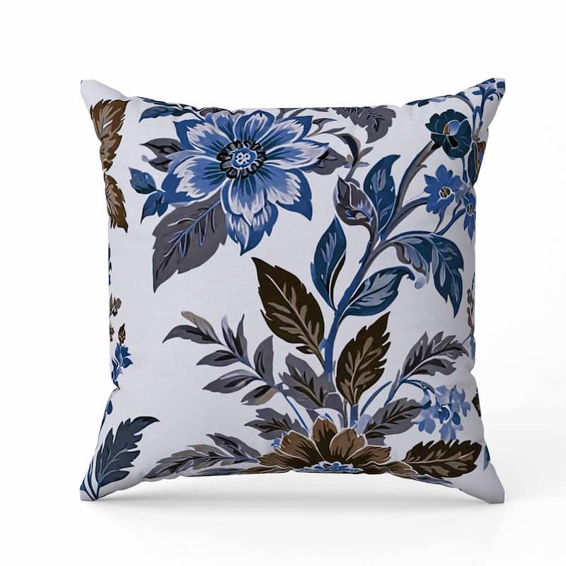 Cobalt Meadow Faux Suede Reversible Throw Pillow Blue and Brown