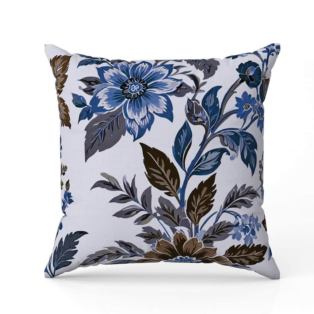 Cobalt Meadow Faux Suede Reversible Throw Pillow Blue and Brown