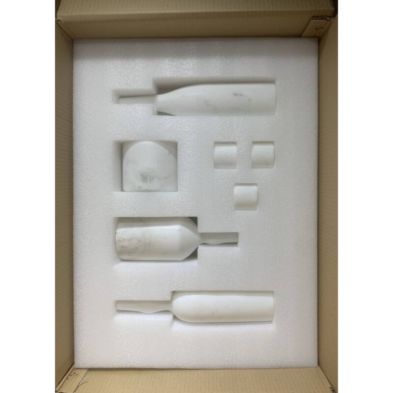 Roomfitters Natural Marble Living Room Accessories Set, Luxury 7-Piece Stone Decor Collection