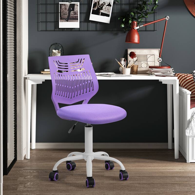 HomyLin Plastic Mesh Adjustable Armless Desk Chair with Rolling Wheels