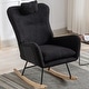 preview thumbnail 41 of 48, Modern Living Room Teddy Fabric Rocking Chair with Pocket and Headrest, Dark Green