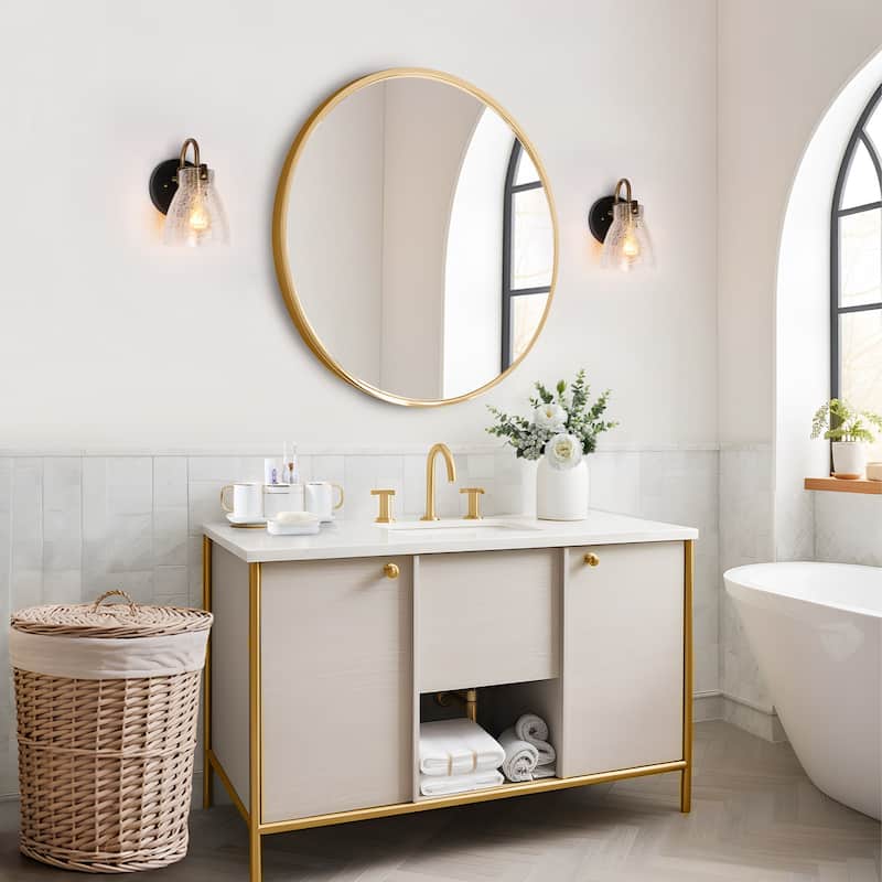 Aidtyrtm Modern 1-Light Glass Wall Sconce Bathroom Vanity Light - L5.1" x W7.1" x H8.3"