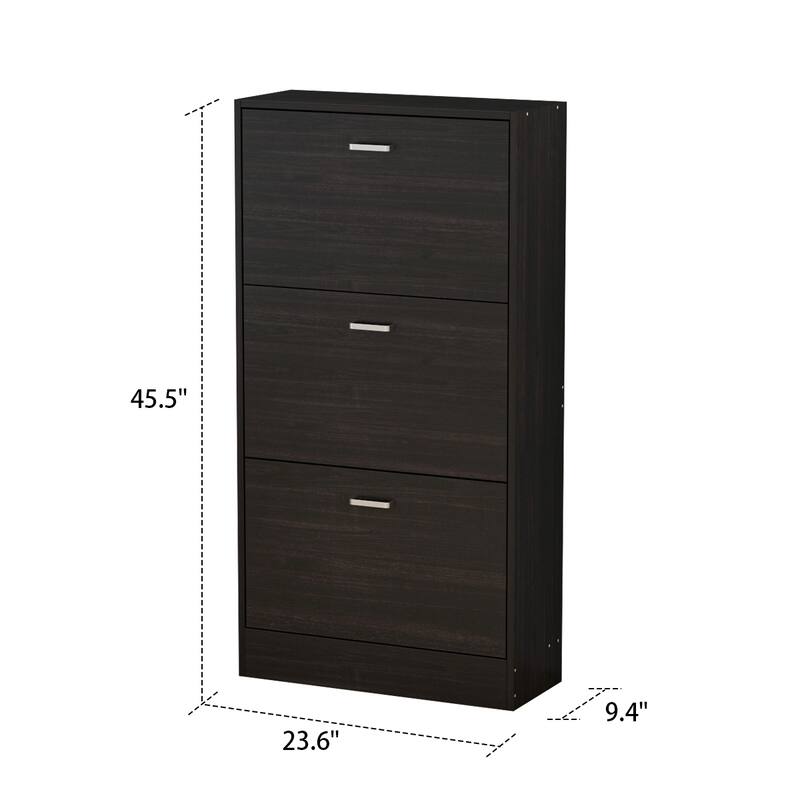 23.6"W Trendy Shoe Storage Cabinet with 3 Large Fold-Out Drawers