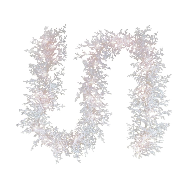 National Tree Company 6 ft. HGTV Home Collection Pre-Lit Christmas by the Sea Coral Garland - 6 ft